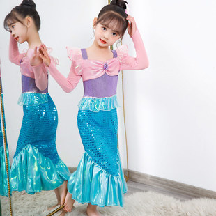 连衣裙cosplay小公主亮片服装 儿童长袖 春季 美人鱼公主裙女童秋季