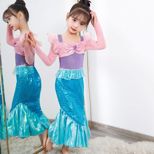 长袖春秋季美人鱼裙儿童公主裙