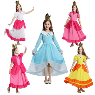 碧姬公主裙 马里奥桃子公主装 碧琪公主连衣裙 超级玛利奥cos童装