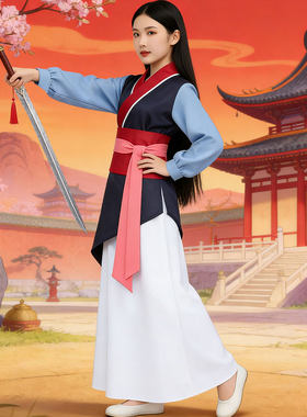 花木兰复古汉服长裙古装表演服