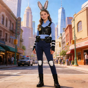 疯狂动物城cos服装兔子警官朱迪cosplay二次元舞台服儿童成人套装