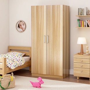 实木新型衣柜2026家用卧室双门柜子儿童小户型收纳挂衣橱可定制