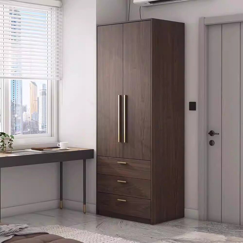 双门衣柜现代简约小户型省空间带抽屉衣橱高档轻奢香港卧室北欧风