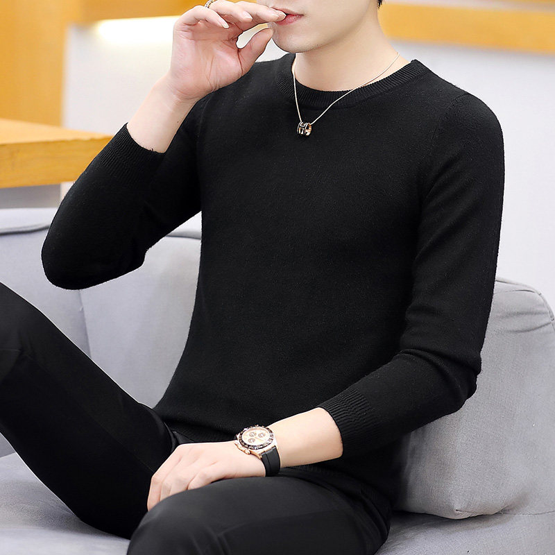 秋冬季圆领毛衣男士纯色修身针织衫青年线衣服内搭套头潮牌打底衫,男装,针织衫/毛衣,淘宝优惠券,粉丝福利购,淘宝优惠卷