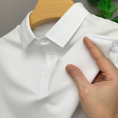 无标保罗POLO衫 纯白色短袖 潮 半截袖 棉男款 t恤男翻领夏季 男士