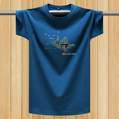 男士潮流纯色短袖t恤宽松休闲圆领体恤衫胖子加大码运动薄款半袖