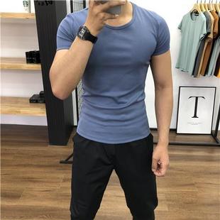 男士 运动四季 t恤打底衫 圆领修身 纯色健身型男新疆 上衣短袖 夏季