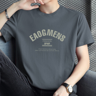 字母印花体恤衫 棉t恤男士 上衣服潮流宽松圆领棉半袖 夏季 短袖