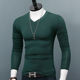 打底衫 薄款 男士 T恤v领内搭修身 秋衣服 弹力长袖 纯色紧身加肥加大码