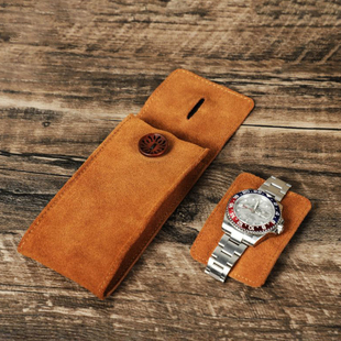 复古牛绒皮手表腕表套收纳袋软单只装真皮机械表保护整理盒便携