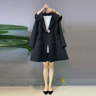 女装 时尚 大码 新款 女 欧韩复古风衣外套休闲百搭中长上衣胖妹妹秋季