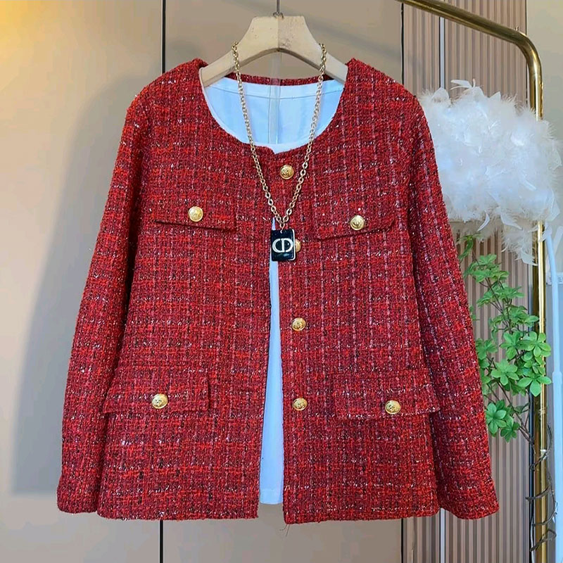 大码冬季新款小香风外套上衣遮肉