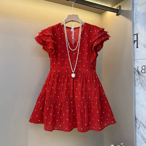 2025新款韩系v领飞飞袖小衫上衣