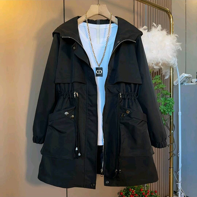 连帽风衣外套轻薄款夹棉棉服上衣