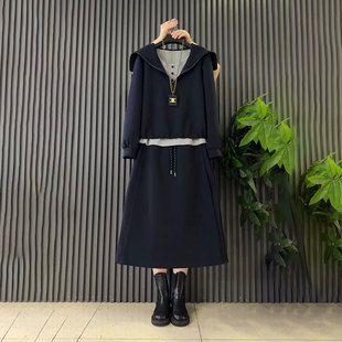 新款 时尚 秋季 女装 胖妹妹2025上衣背心卫衣裙子三件套 洋气遮肉大码