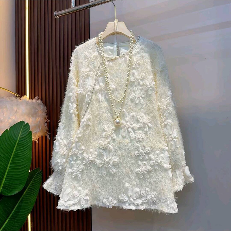 爆款欧洲站气质轻奢立体花朵女人衫大码女装胖mm斜襟新中式上衣潮,女装/女士精品,大码内搭,淘宝优惠券,粉丝福利购,淘宝优惠卷