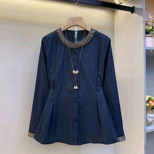 大码秋季衬衫上衣简约减龄显瘦潮