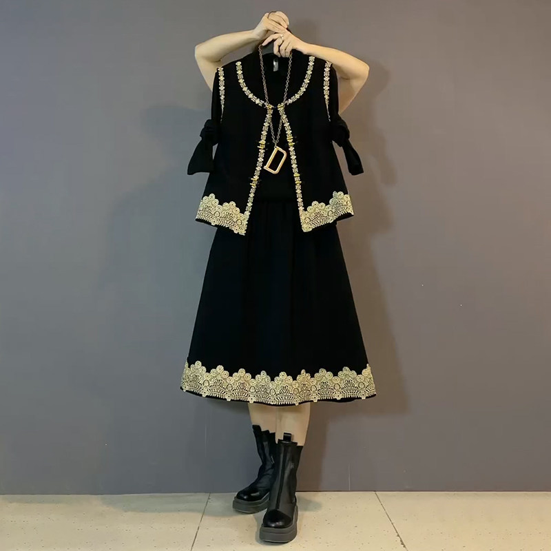 胖妹妹2026春季新款大码女装欧货高奢刺绣重工马甲裙子内搭三件套,女装/女士精品,大码套装,淘宝优惠券,粉丝福利购,淘宝优惠卷