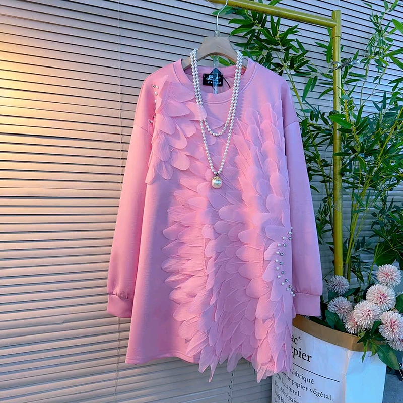 纱网时髦重工镶钻钉珠卫衣大衫新