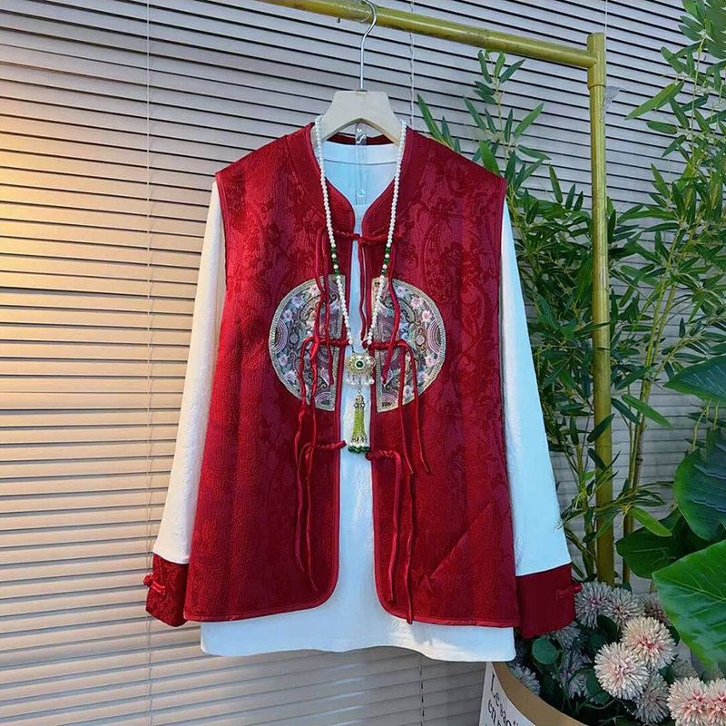 新年大码套装胖mm冬季新款民族风盘扣刺绣款马甲拉绒打底衫两件套,女装/女士精品,大码套装,淘宝优惠券,粉丝福利购,淘宝优惠卷