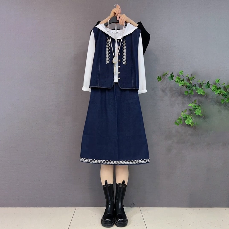 胖妹妹大码女装春季2026新款刺绣小香风牛仔马甲半身裙子搭配帽衫,女装/女士精品,大码内搭,淘宝优惠券,粉丝福利购,淘宝优惠卷