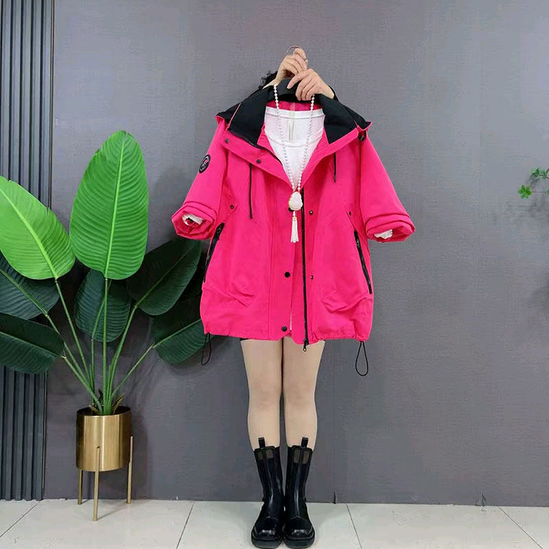 时尚韩范冲锋衣外套糖果色外套休闲大码女装春季新款上衣遮肉宽松