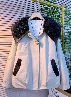 高品质大毛领保暖显瘦棉服外套