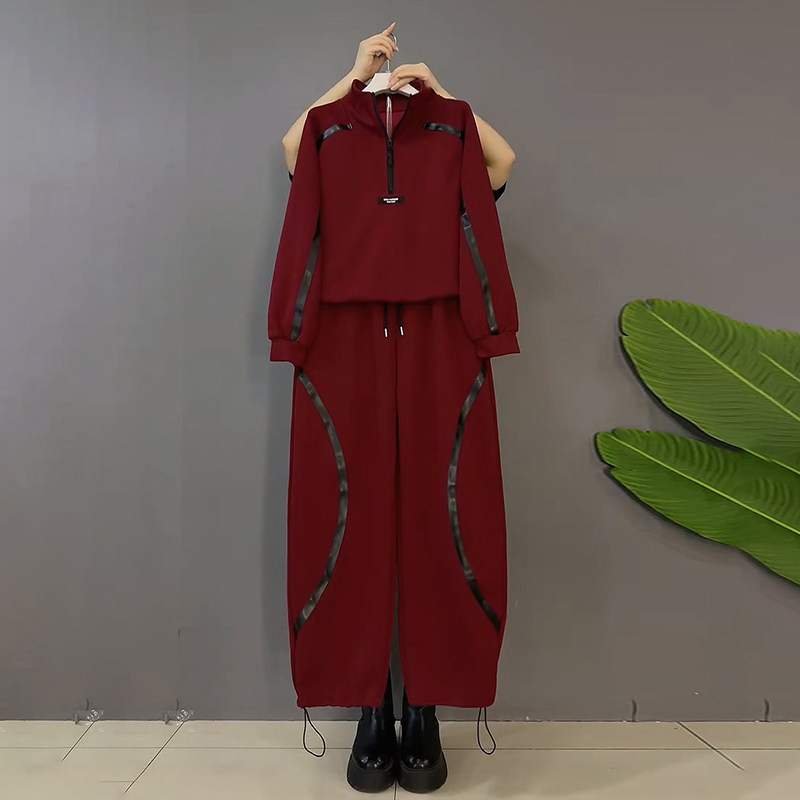 胖妹妹2026春季新款大码女装时尚休闲宽松半高领上衣搭裤子两件套,女装/女士精品,大码套装,淘宝优惠券,粉丝福利购,淘宝优惠卷