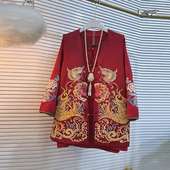 新中式 锦鲤刺绣复古国风马甲大码 女装 2025新款 胖mm宽松打底衫 上衣