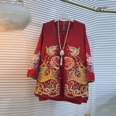 新中式锦鲤刺绣国风马甲打底衫新