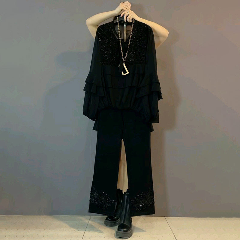 欧货小香风亮晶晶拼接领结小衫上衣新款胖mm轻奢绣珠裤子大码女装,女装/女士精品,大码内搭,淘宝优惠券,粉丝福利购,淘宝优惠卷