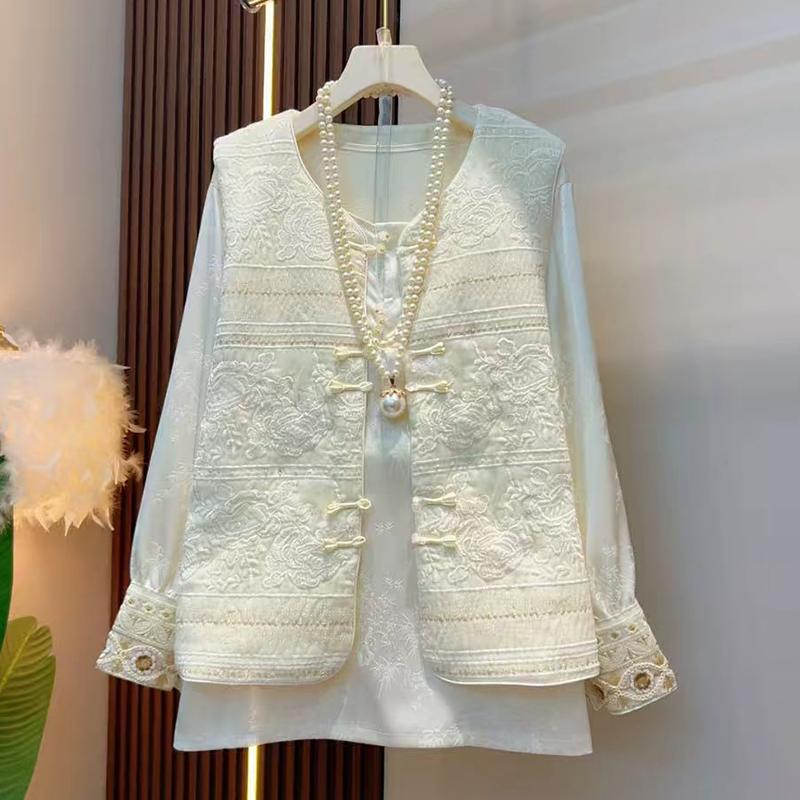 国风刺绣马甲上衣打底衫