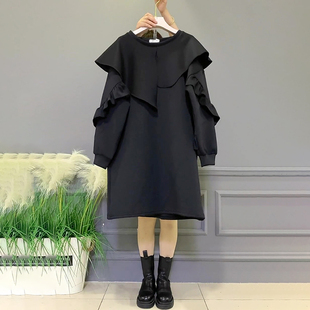 小香风时尚 胖妹妹大码 新款 2022春季 显瘦卫衣裙设计感小众长裙 女装