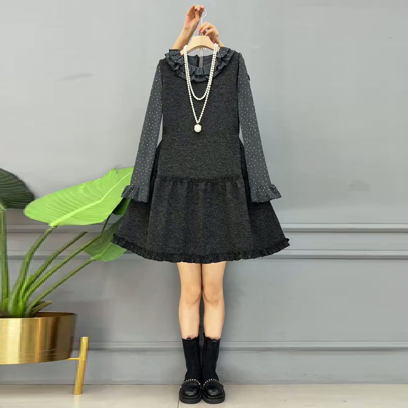 撒星喇叭袖打底大码女装马甲裙