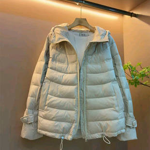 女装 冬季 连帽抽绳夹棉棉服外套胖妹妹大码 韩版 休闲百搭棉外衣 新款