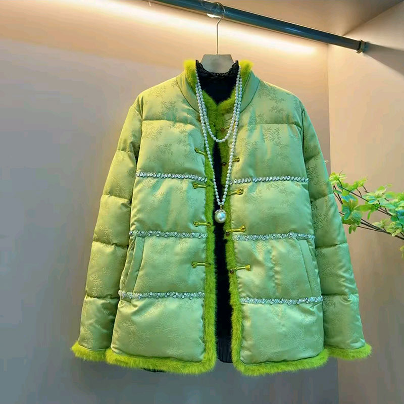 欧货烫钻时尚百搭休闲宽松棉外套