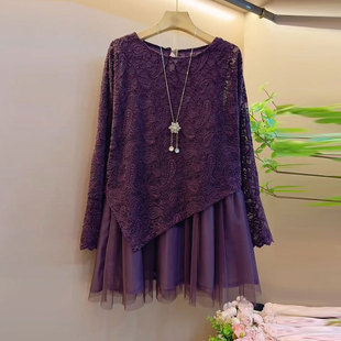 欧韩气质蕾丝网纱设计打底小衫 胖妹妹大码 百搭上衣女时尚 新款 女装
