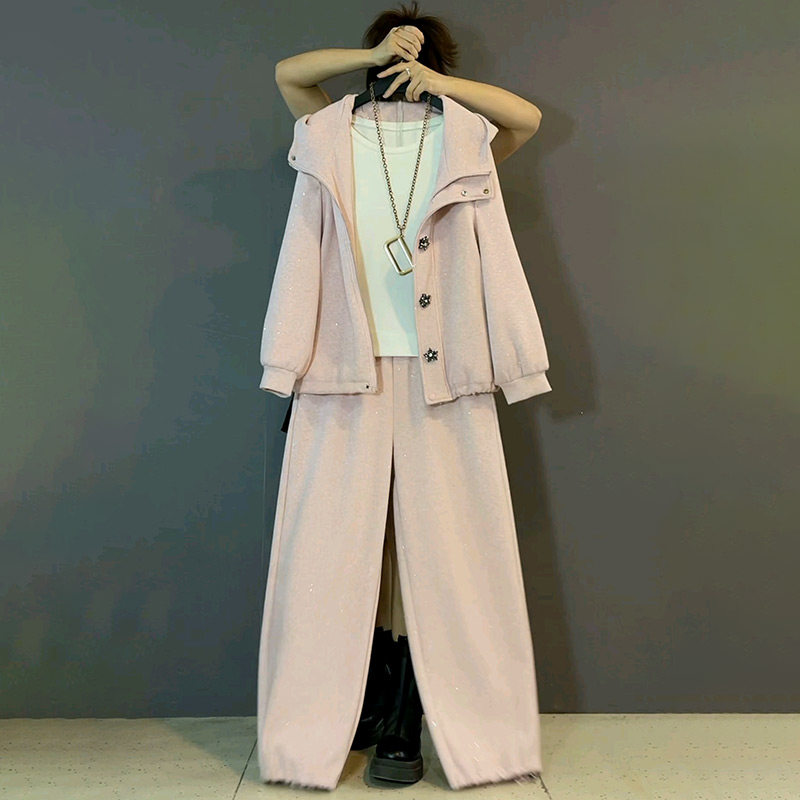 2026新款设计感星星纽扣连帽外套裤子休闲显瘦套装胖妹妹大码女装,女装/女士精品,大码套装,淘宝优惠券,粉丝福利购,淘宝优惠卷