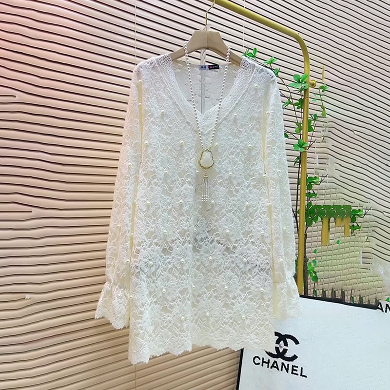 大码冬季新款百搭打底衫蕾丝上衣