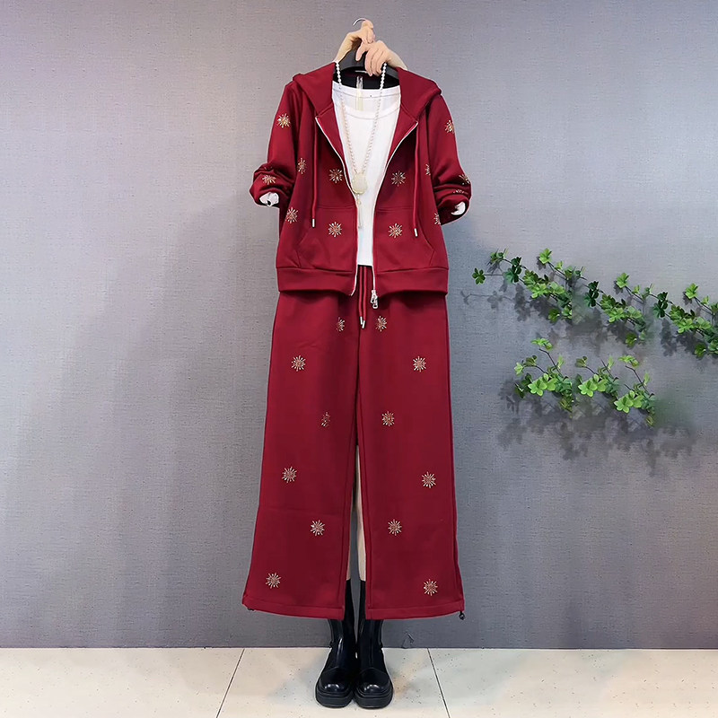 胖妹妹2026春季新款大码女装小香风烫钻卫衣搭长裤加厚洋气两件套,女装/女士精品,大码套装,淘宝优惠券,粉丝福利购,淘宝优惠卷