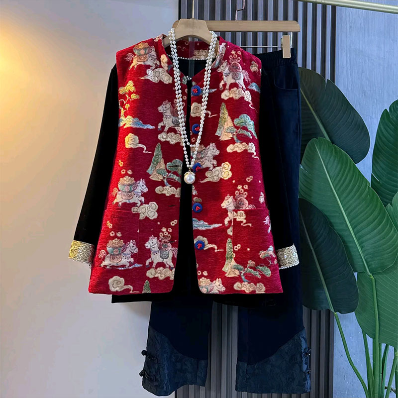 绣花马甲钉珠打底百搭显瘦裤子