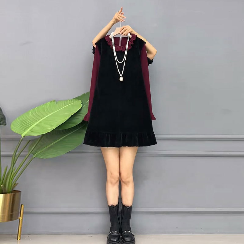 简约打底衫复古马甲裙两件套