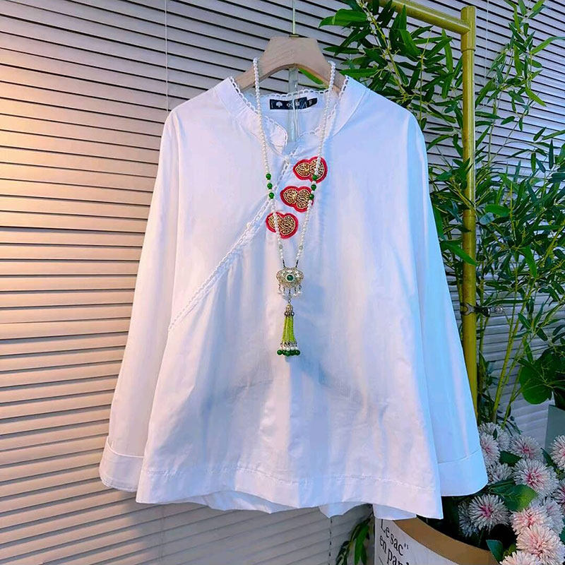 2026春季新款复古刺绣设计感长袖衬衫大码女装胖mm遮肉百搭上衣女,女装/女士精品,大码内搭,淘宝优惠券,粉丝福利购,淘宝优惠卷