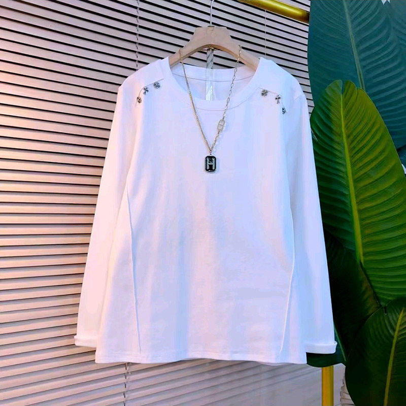 春季新款设计感简约拼接蚂蚁腰显瘦长袖T恤胖mm大码女装百搭上衣,女装/女士精品,大码内搭,淘宝优惠券,粉丝福利购,淘宝优惠卷