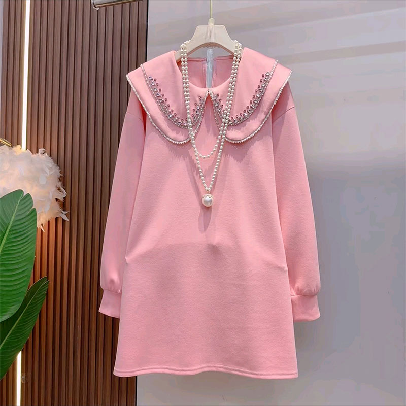 娃娃领卫衣中长打底衫休闲上衣