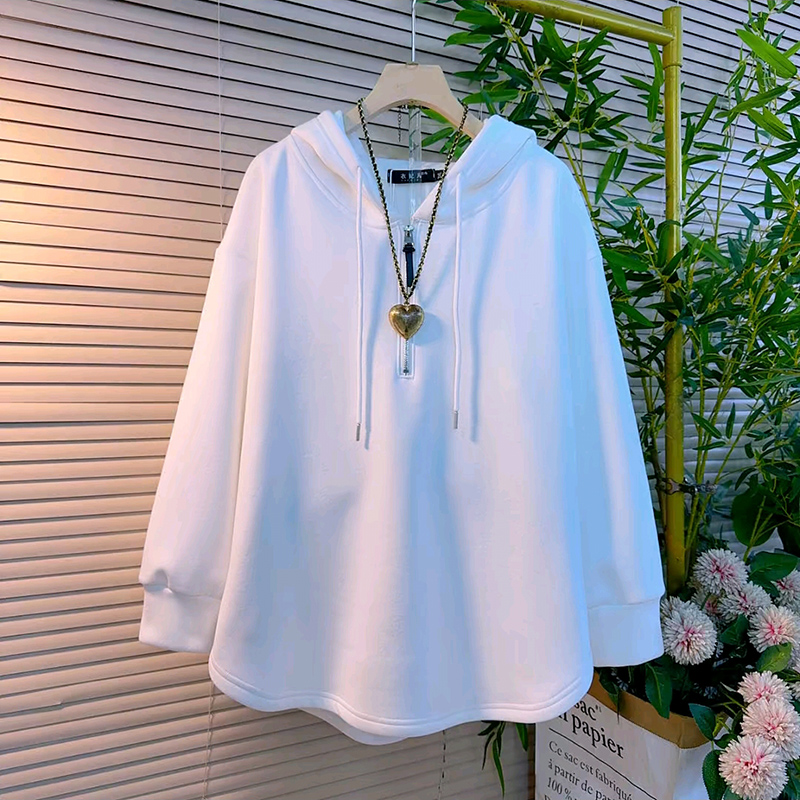 新款时尚半开领休闲连帽加绒卫衣