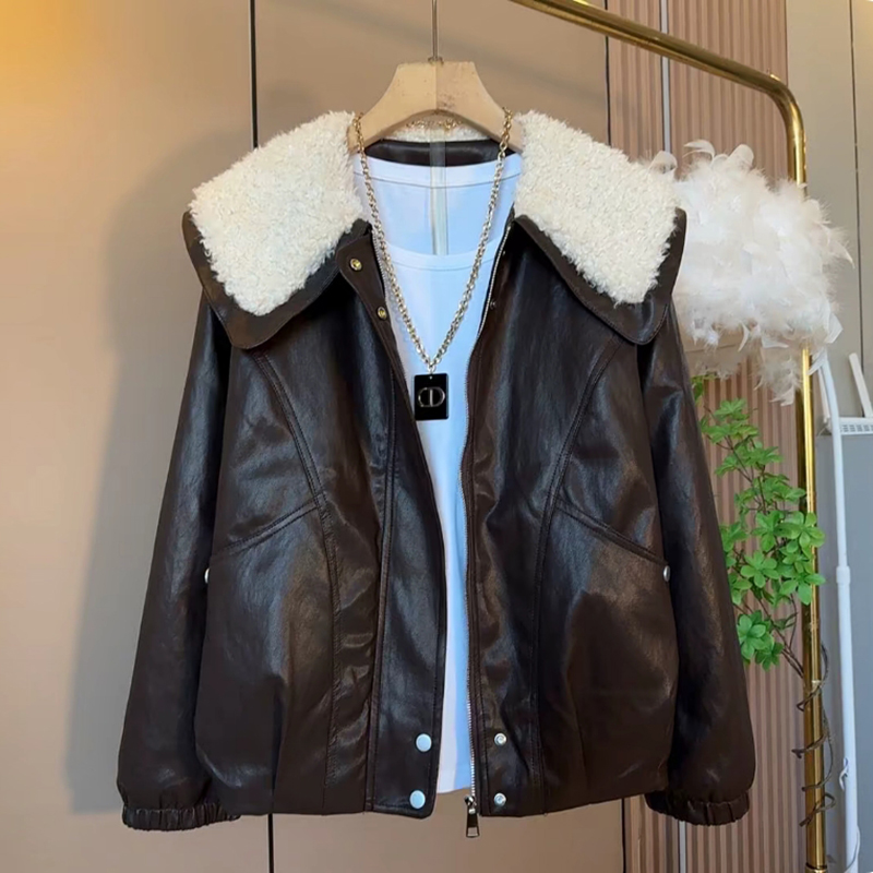 时尚潮流大翻领加棉显瘦保暖外套