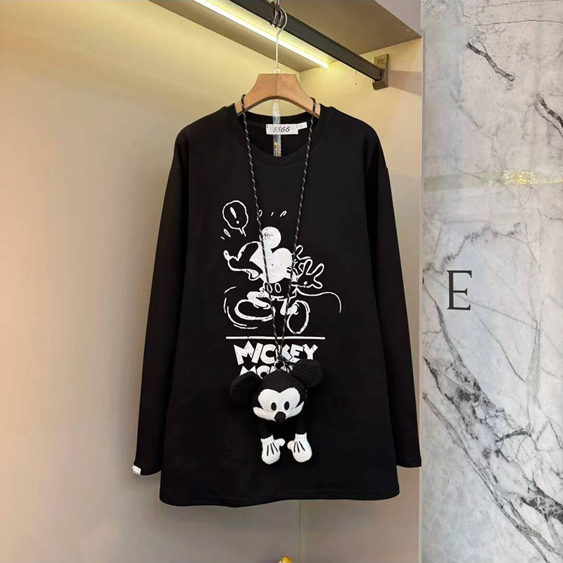 大码女装韩版休闲圆领卡通图大衫