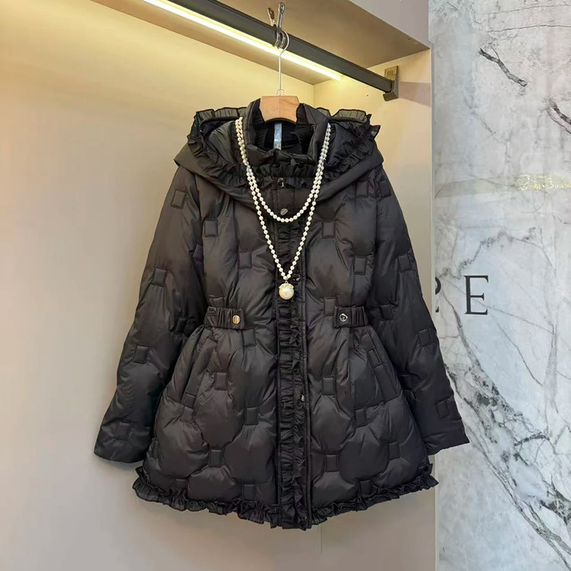 小香风时尚收腰连帽保暖棉服外套