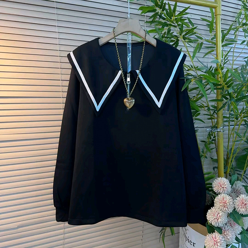 新款大码女装娃娃领松弛感小衫